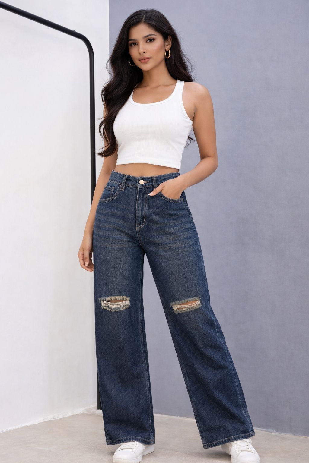 KNEE CUT DARK BLUE